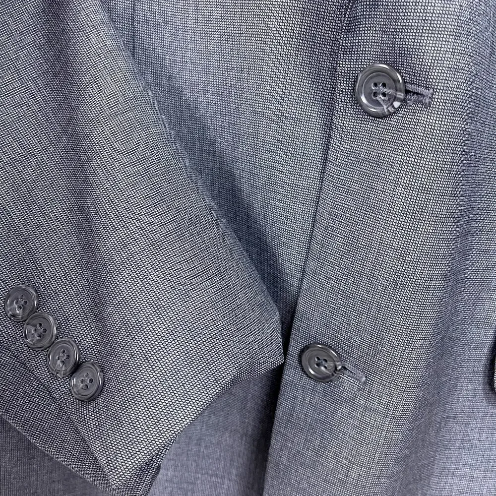 Jos A Bank Wool Nailhead Suit Gray Mens Two Button 41L Jacket 35L Pleated Pants